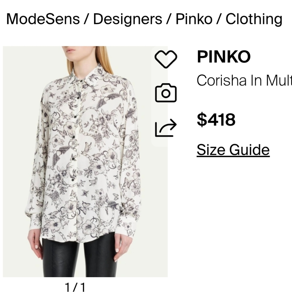 PINKO Corisha Tattoo Print Crepe Blouse - Picture 2 of 13